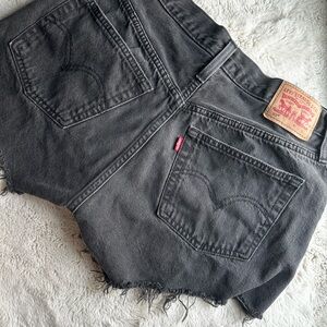 Levi's Black Frayed Denim Cutoffs
